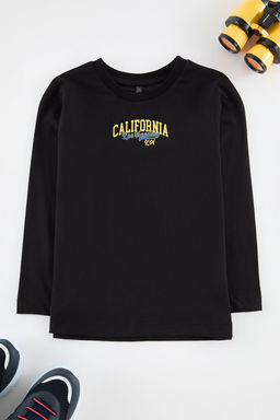 Siyah Erkek Cocuk S?rt Bask?l? Orme T-Shirt TKDAW25TS00029 - Trendyolmilla фото 3