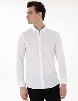 Beyaz Slim Fit Uzun Kollu G_mlek