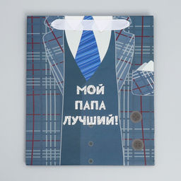Цена за 2 шт. Пакет подарочный ламинированный, упаковка, Мой папа лучший, ML 27 х 23 х 11.5 см - Дарите счастье фото 6