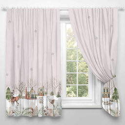 Комплект штор д/кухни с подхватами Звери в городе 145х180см-2 шт., 100% п/э