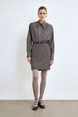 Юбка карандаш из костюмной ткани в полоску