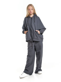 Толстовка на молнии с капюшоном 22-7640 серый - Mini maxi фото 30