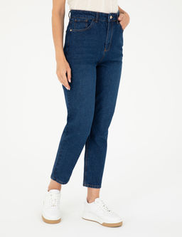 Koyu _ndigo Mom Fit Jean Pantolon