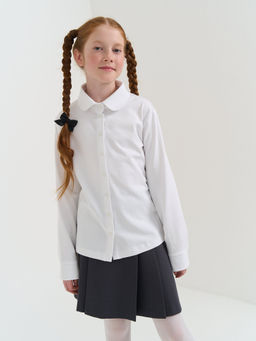 Блузка трикотажная для девочки Белая на кнопках 7+ - Bungly фото 2