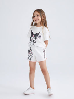 Beli Lastikli Kuromi Bask?l? K?z ?ocuk ?ort