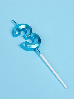 Цена за 2 шт. Свеча в торт на шпажке «Грань», цифра 3, голубая, 5 см