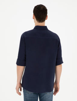 Рубашка Pierre Cardin Comfort Fit темно-синяя с длинным рукавом