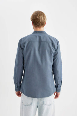Рубашка Slim Fit из хлопка с длинными рукавами - Defacto фото 6
