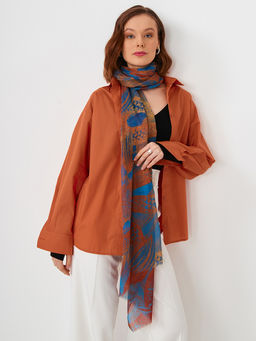 Большой, мягкий, тонкий и очень нежный двусторонний палантин с рисунком в стиле арт-деко - Tantino фото 8