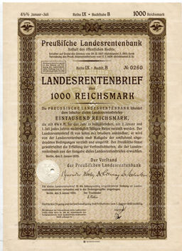 Облигация 4,5% 1000 рейхсмарок 1935 года Германия