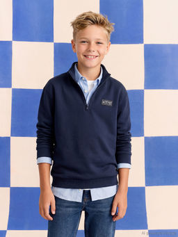 Yar?m Fermuarl? Dik Yaka Erkek ?ocuk Sweatshirt