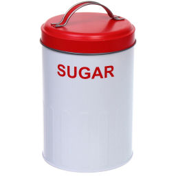 Банка для продуктов металлическая "Ретро" 1300мл, красная, надписи микс