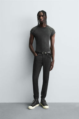 JEANS SKINNY FIT CROPPED / Negro