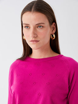 Bisiklet Yaka Kendinden Desenli Uzun Kollu Kad?n Triko Kazak - Waikiki фото 2