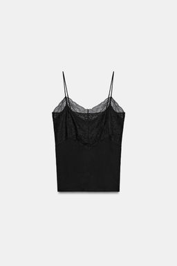 TOP RIB ENCAJE / Negro