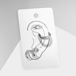 Серьги Каффы минимал, набор 4шт, цвет серебро - Queen fair фото 3