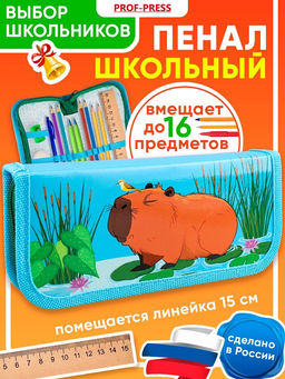 Пенал 1 отд. 190*90мм, Profit "Капибара с птичкой" (ПН-8090) ламинация