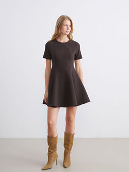 Bisiklet Yaka Peplum Mini Elbise