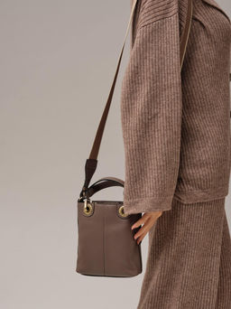 Сумка кожаная кросс-боди Deboro 30347 коричневая краска