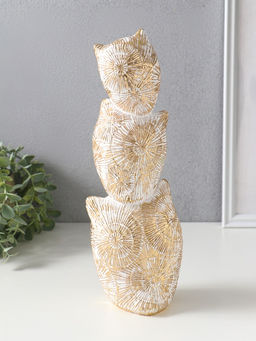 Фигура полистоун «Три совы - пирамида. Золотые круги», 11.5×11.5×32 см