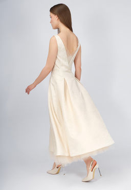 Платье из жаккарда OD-939-1 сливочный