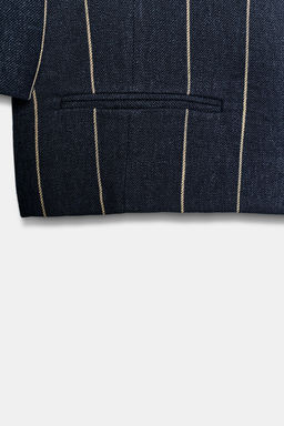 CHAQUETA RAYAS CON LINO ZW COLLECTION / Marino - Zara фото 6