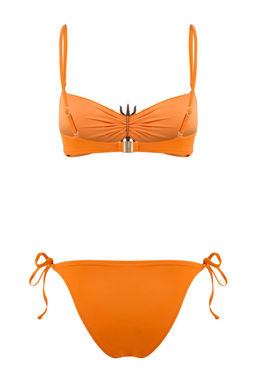 Turuncu Straplez Kapl? Aksesuarl? Normal Bel Regular Bikini Tak?m? TBESS26BT00075
