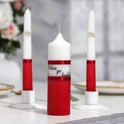 Набор свечей свадебных «Совет да любовь», бордо: родительские 1.8×17.5 см; очаг 4×13.5 см