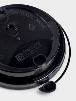 Цена за 100 шт. Крышка одноразовая для стакана «Чёрная» с клапаном, глянец 90 мм