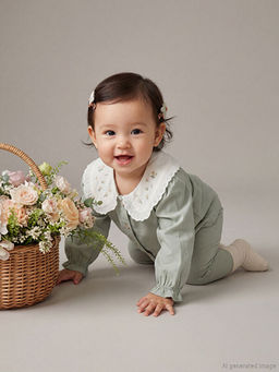 Bebe Yaka Nak??l? Uzun Kollu K?z Bebek Tak?m