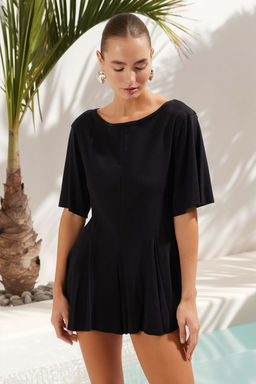 Plaj Giyim Siyah Orme Mini Tulum TBESS25TU00001