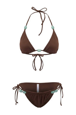 TRENDYOLMILLA Ekru Ucgen Boncuk Aksesuarl? Brazilian Bikini Tak?m? TBESS25BT00056  фото 10
