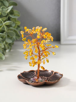 Подставка под благовония «Дерево на цветке», жёлтый, 72 камня, 9×9×13.5 см