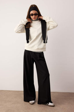 Ac?k Gul Kurusu Premium Oversize Kal?p Nak?sl? Kal?n Ici Polarl? Orme Sweatshirt TWOAW26SW00203 - Trendyolmilla фото 5