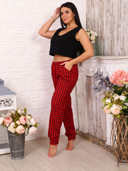 Брюки женские, модель 162М, трикотаж (Красно-черная клетка) - Ивановотекстиль фото 3
