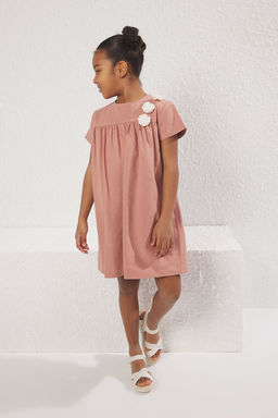 Ac?k Mavi K?z Cocuk %100 Pamuk Mini Cicekli K?sa Kollu Bayraml?k Dokuma Elbise TKDSS25EL00021 - Trendyolmilla фото 10