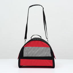 Сумка - переноска для животных, полукруглая с карманоми ПВХ, 37 х 18 х 25 см, красная - Пижон фото 2