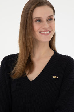 Женский темно-синий свитер с v-образным вырезом Неожиданная скидка в корзине - U.s. polo assn фото 2