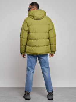 Куртка спортивная болоньевая мужская зимняя с капюшоном зеленого цвета 3111Z - Wonderrman фото 5