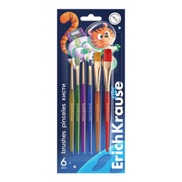 Набор кистей ErichKrause "Space Animals" 6шт. синтетика (61850)