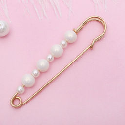 Булавка Жемчужная дорожка, 7.3 см, белая в золоте