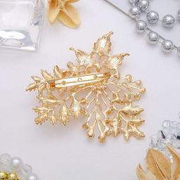 Брошь Папоротник, цвет белый в золоте