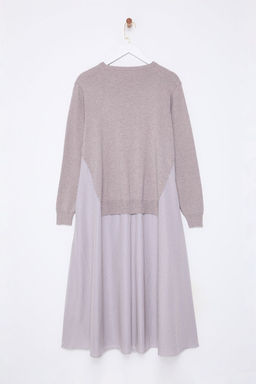 TRENDYOLMILLA Siyah Cizgili Triko Garnili Duz Kesim Midi Dokuma Elbise TWOAW25EL00359 фото 7