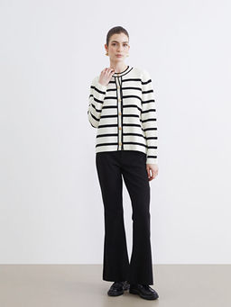 Bisiklet Yaka ?izgili Kad?n Triko H?rka