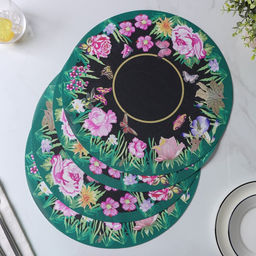 Набор салфеток сервировочных Доляна Роуз, d=38 см, 4 шт, цвет зелёный  фото 13