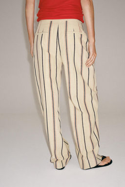 PANTAL?N PLIEGUES RAYAS ZW COLLECTION / Beige - Zara фото 4