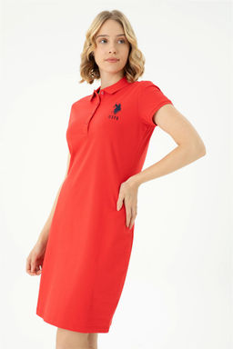 Женское красное трикотажное платье - U.s. polo assn фото 9