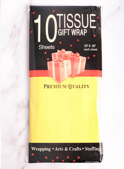 Бумага упаковочная тишью 50х66 см набор 10 листов / CQ404 /уп 200/желтая