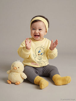 Tweety Bask?l? K?z Bebek Sweatshirt ve Tayt