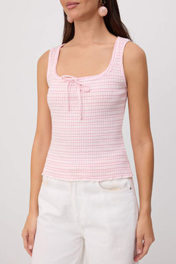 Pembe _izgili Fitted Havuz Yaka Kal_n Ask_l_ Kolsuz _rme Atlet TWOSS26AL00066 - Trendyolmilla фото 4